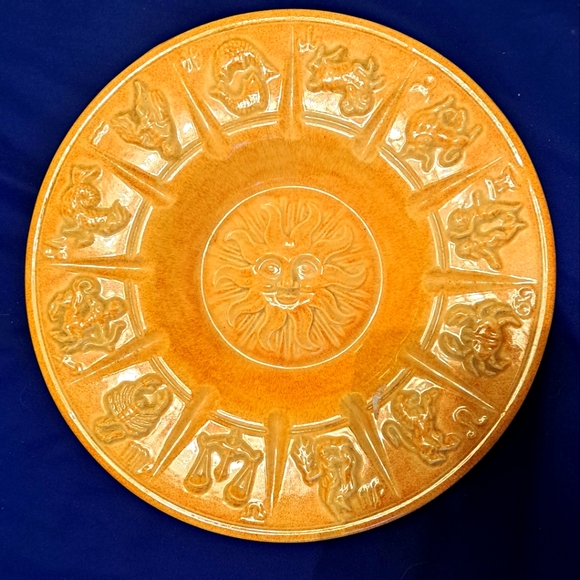 Vintage Other - Vintage Yellow Zodiac Ceramic Plate